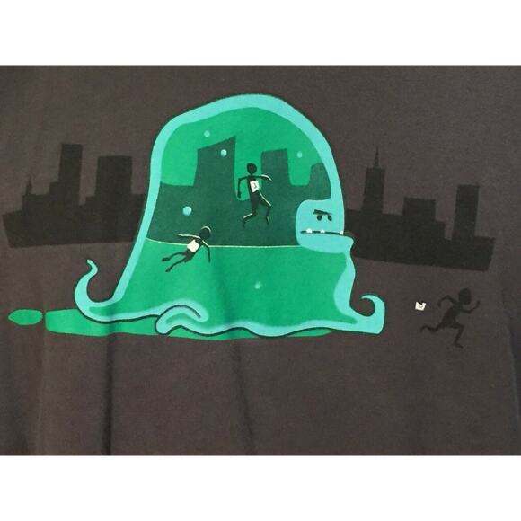 Shirt Woot Humor Run Road Race Wave Monster Chase Slime Eats Runner Work Out 3X - Picture 1 of 6